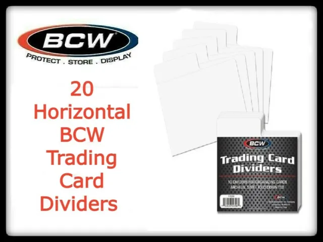 20 BCW Archival Trading Card Dividers Horizontal w/ Index Tab 3 11/16 X 2 11/16