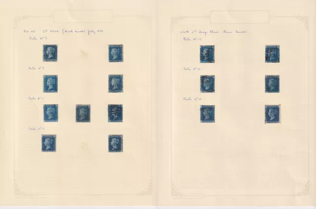 GB. QV. SG 45/47, 2d blue, plates 7-15 selection, hinged on two pages.