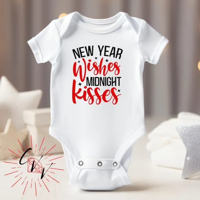 New Year Wishes Midnight Kisses New Years Eve Bodysuit or Tee