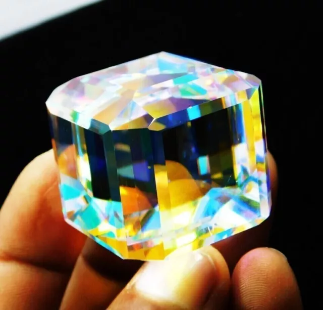 Certified 250 CT Natural Huge Mystic Topaz Rainbow Color Cube CUT Loose Gemstone