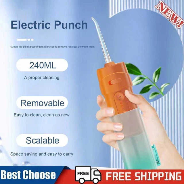 Irrigatore dentale elettrico portatile 240 ml retrattile ricaricabile per uso in viaggio