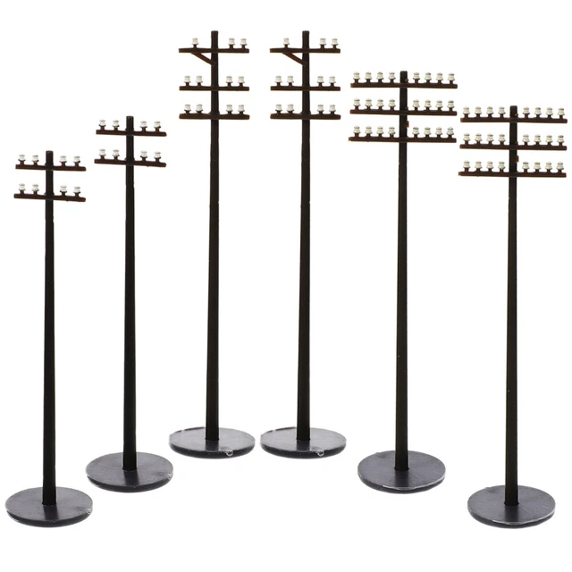6 Pcs Telegraph Poles Model Ornaments Abs Child Sand Box Decor