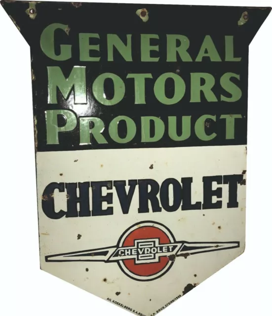 PORCELAIN CHEVROLET ENAMEL SIGN 24x19.5 INCHES DOUBLE SIDED