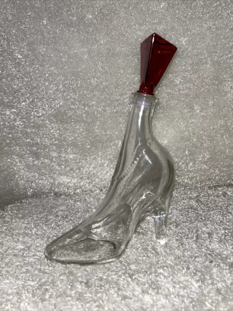 Vintage DEPOSE KEFLA Clear Glass Lady Shoe Shaped 350ml Decanter/Bottle Stopper