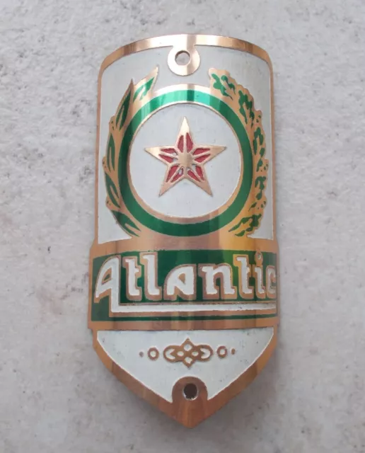 Ancienne plaque vélo Cycles ATLANTIC France bicyclette bicycle headbadge