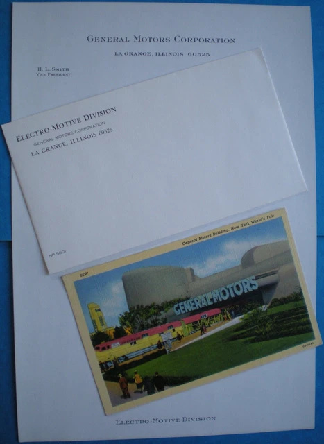 General Motors NEW YORK WORLD'S FAIR Post Card PC GM Diesel E7 Locomotive SAL RR