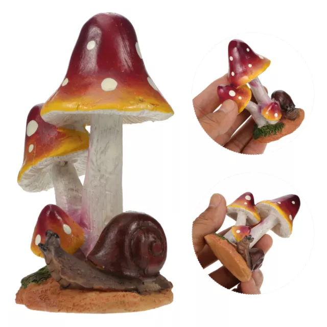 Resin Mushroom Statue Miniature Glass Ornaments Snail Plant