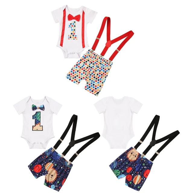 Set pantaloncini pantaloni con bretelle torta di compleanno bambini 1 ° compleanno
