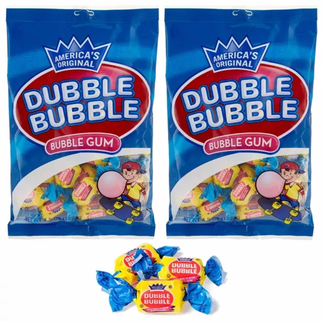 2 Bags Dubble Bubble Original Gum Chewing Candy Individually Wrapped 4.5oz Each