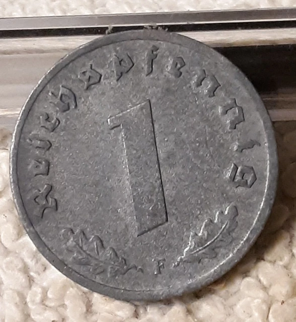 1942-F , WW2  1 Reichspfennig ~ German ~ WWII Germany ~  Circulated Coin ~