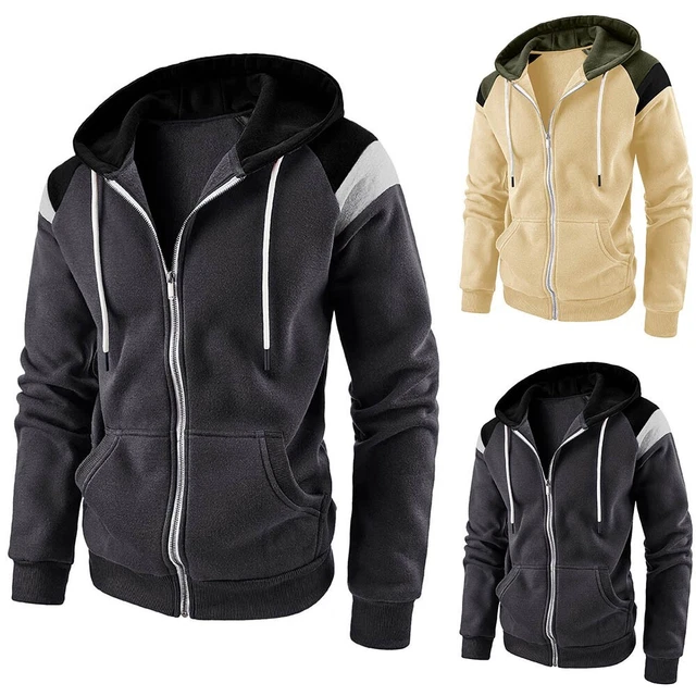 Moda da Uomo con Cappuccio Cappotto Caldo Inverno Giacca Tuta Felpa