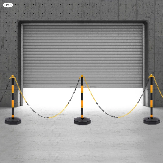 6 Pack Traffic Safety Bollard Street Stanchion Construction Parking Barrier Post