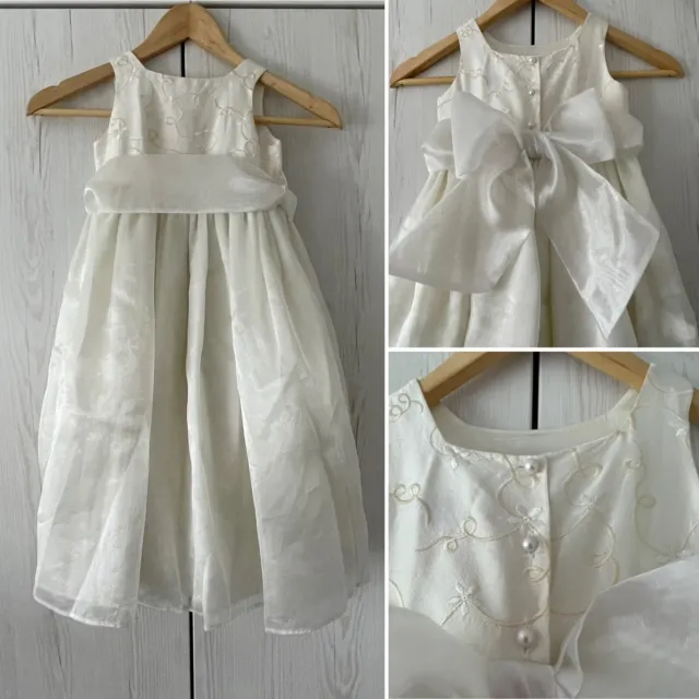 BHS Girls Dress Age 3 Years Ivory Bridesmaid Flower Girl Party Layered Vintage