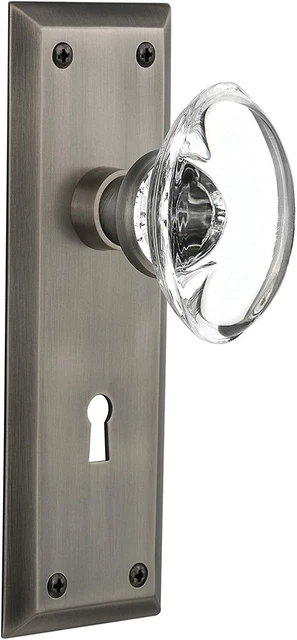 Nostalgic Warehouse New York Plate with Keyhole Oval Clear Crystal Glass Knob