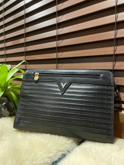 MARIO VALENTINO clutch bag V mark Leather Authentic L3322