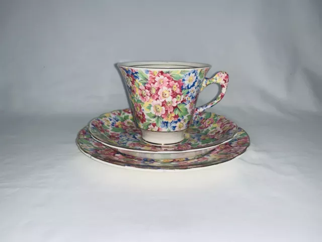 James Kent - Apple Blossom, chintz trio with flower handle. Made in England