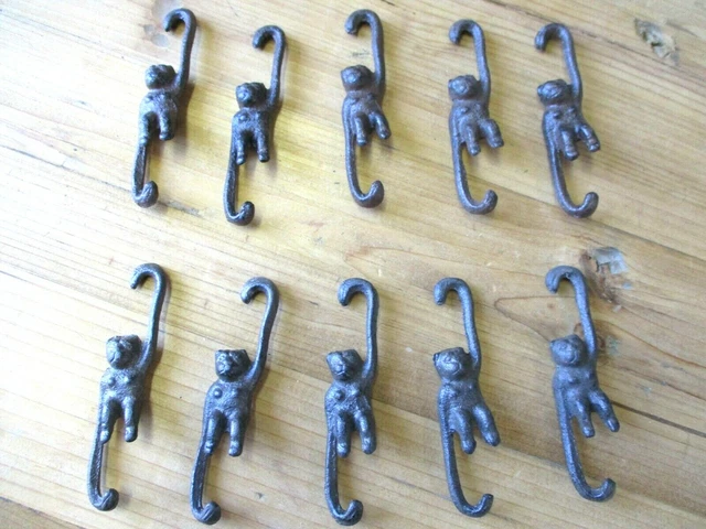 10 Monkey Hooks Plant Cast Iron Small Hook Hanger Kettle Hook Vintage Japanese