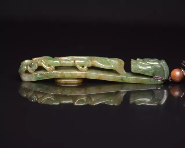 Chinese Exquisite Handmade Dragon carving Jadeite Jade Statue Belt Buckle