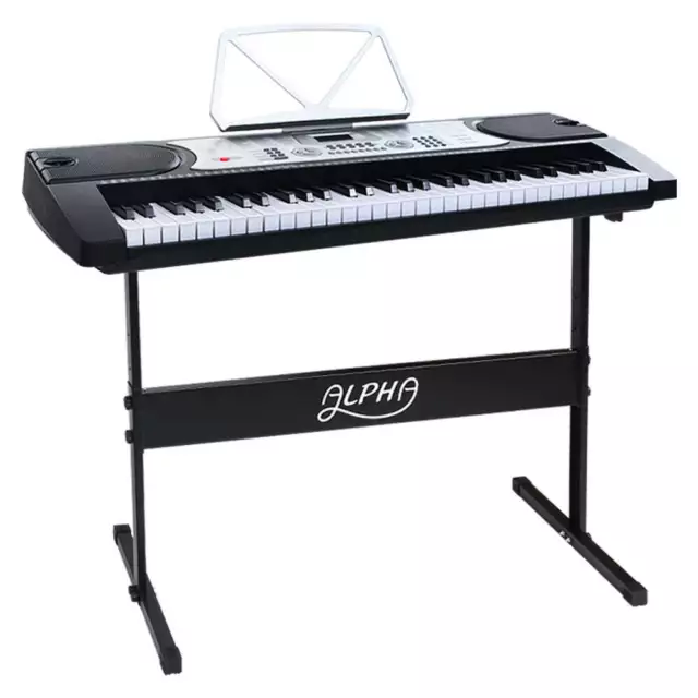 Alpha 61 Keys Electronic Piano Keyboard Digital Electric w/ Stand Beginner Silve