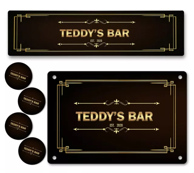 Personalised Any Name Bar Runner Sign Coaster Garden Plaque Gift Bar Pub 40