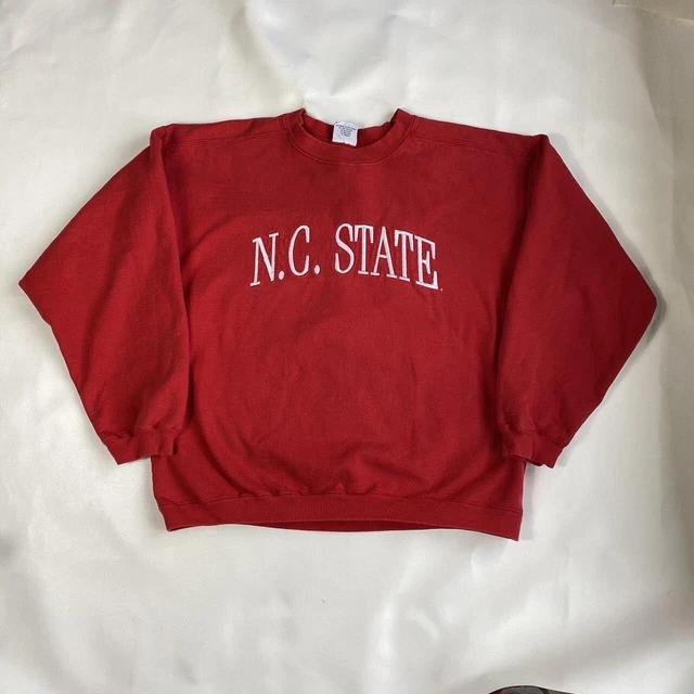 VINTAGE NC State Wolfpack Adult Sweater Large Red Crewneck Fleece Pullover