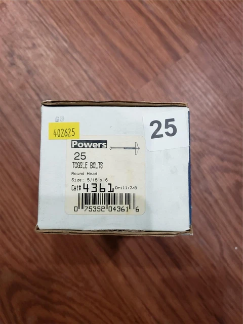 Rawl 4361 5/16 X 6 Powers Round Toggle Bolt Zinc Plated (25 Pieces)