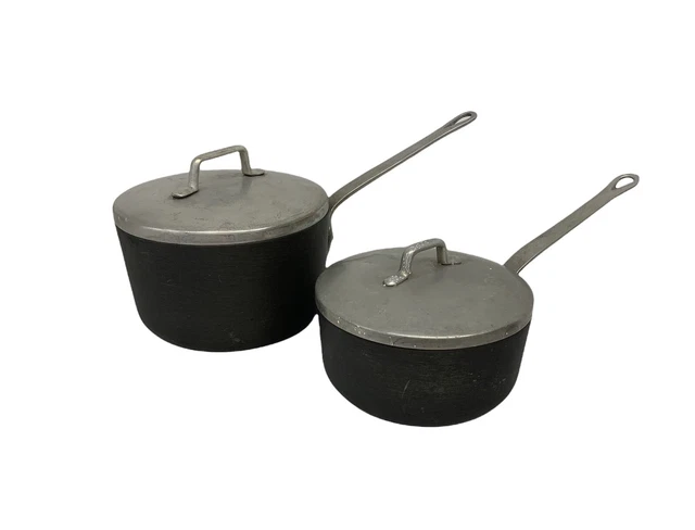 Magnalite GHC Professional 2 QT & 1 Quart Anodized Aluminum Saucepan Pots Lids