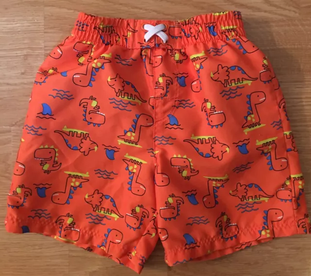 Boys Size 18 Months Orange Dinosaur Swim Shorts