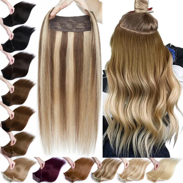 Thick Wire Hair Extensions 100% Remy Human Hair Secret One Piece Headband Weft