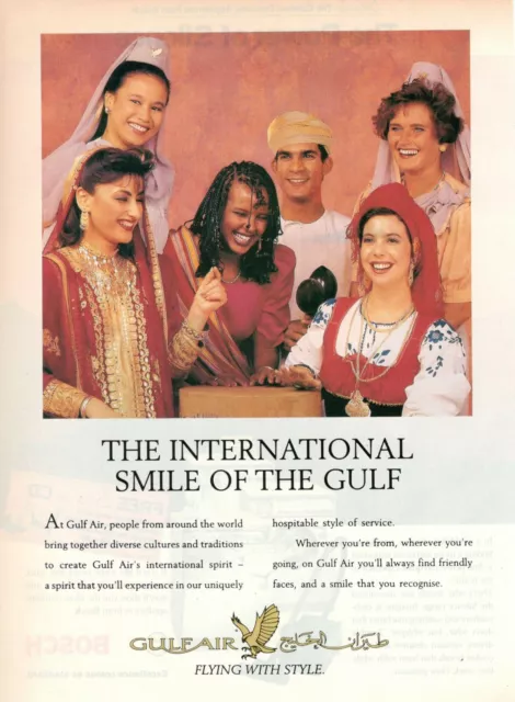 Gulf Air Airline 1993 Original Advertising' Vintage Bahrain Smile Of The Gulf