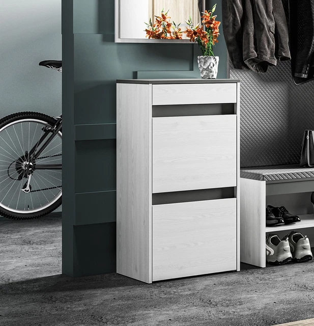 Scarpiera ""Hyga"" cassettiera 50 cm pino bianco antracite