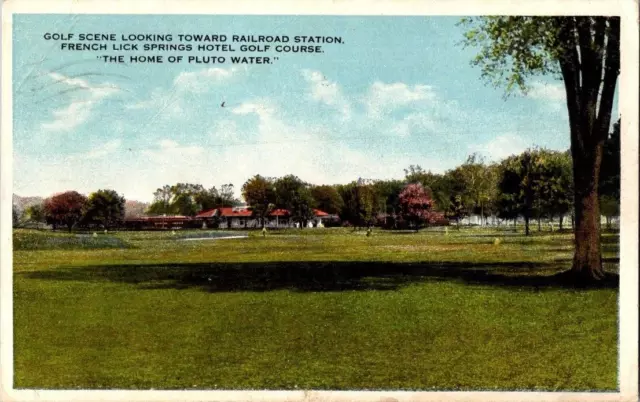 1928. Golf Scene, Looking Toward R.r. Station, French Lick Springs Postcard Hh14