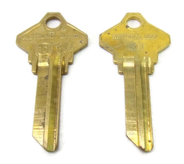 2-pcs SC1 Brass Key Blanks Cole National U.S.A.