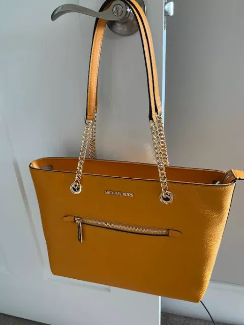 Michael Kors Jet Set Medium Honeycomb Leather Front Pocket Zip Chain Tote  Bag