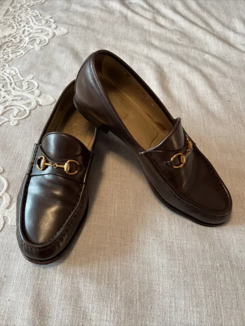 GUCCI '1953 0255 Horsebit' Brown Leather Oxford Loafer Women Size 11 B Italy A53