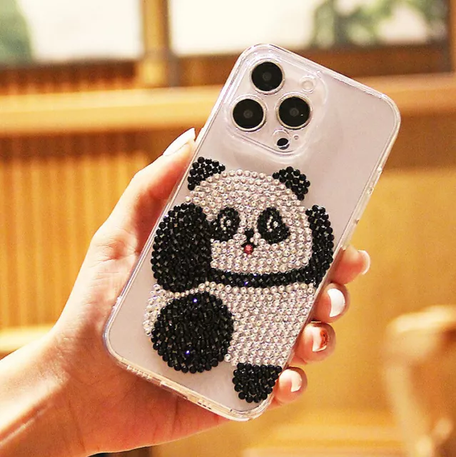 Customized Bling crystal sparkle cute panda phone case cover for various phone