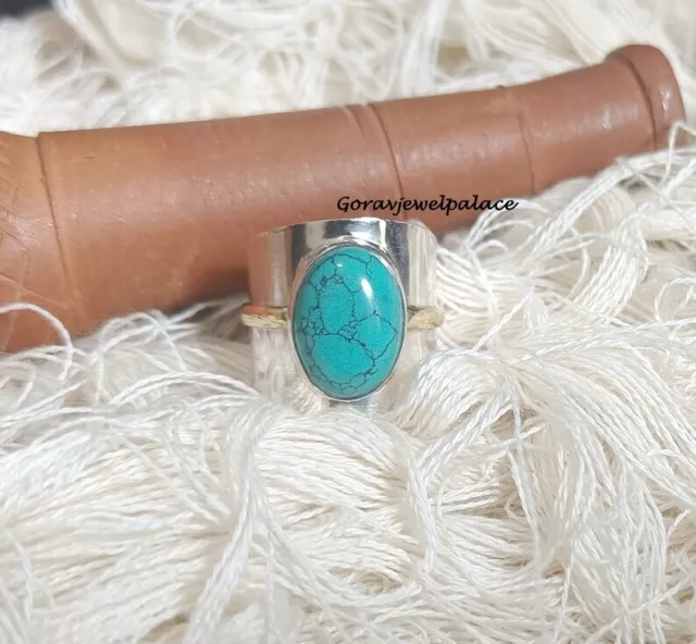 Turquoise 925 Sterling Silver Gemstone Ring Designer Birthstone Ring  AU 1318