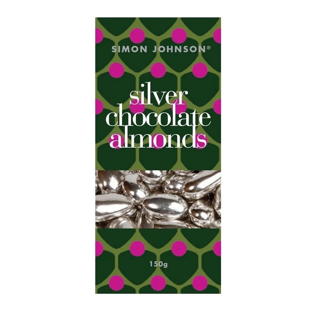 NEW Simon Johnson  Silver Chocolate Almonds 150g