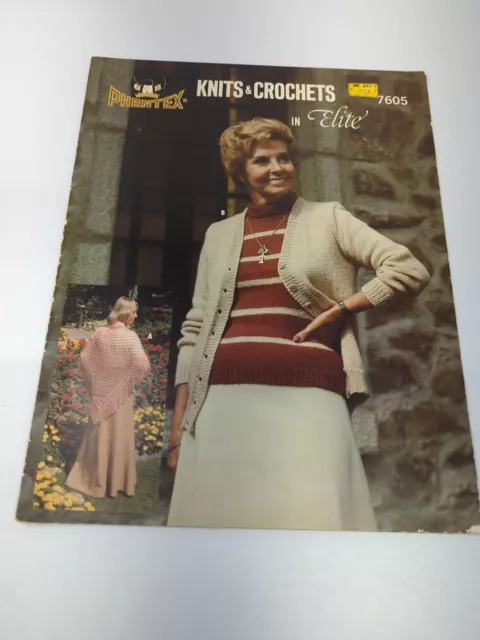 Patrones de crochet elite de punto vintage Phentex 7605 Cottagecore Grannycore