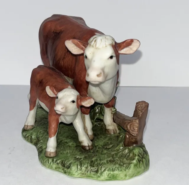 Homco Interiors Cow & Calf Figurine 14971-98 Spring Arrival 5.5" X 4" X 3" EUC