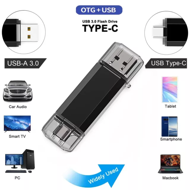 Type C Flash Drive 64GB 128GB 2 in 1 OTG USB 3.0+USB C Memory Stick Thumb Drive