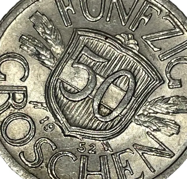 1952 Austria 50 Groschen World Coin KM# 2870 Nice Grade Low Mintage A3-164