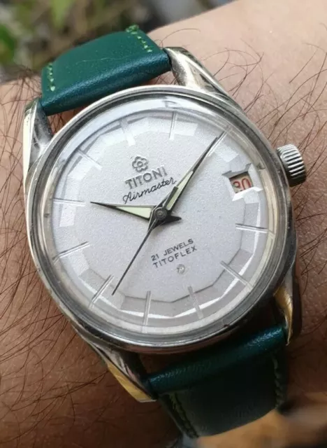 Vintage Titoni Airmaster Date Titoflex Hand Winding 21 Jewels Swiss Made Watch