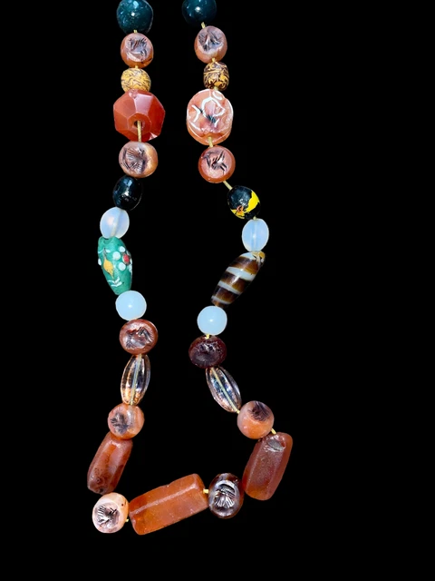 Authentic Trade Beads,Fancy Venetian bead,Assorted old Intaglio Stamp seal