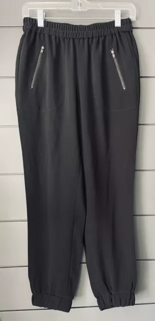 J.Crew Sydney Jogger Pants Black Pull-On Zip Pocket Elastic Waist Womens Size 0