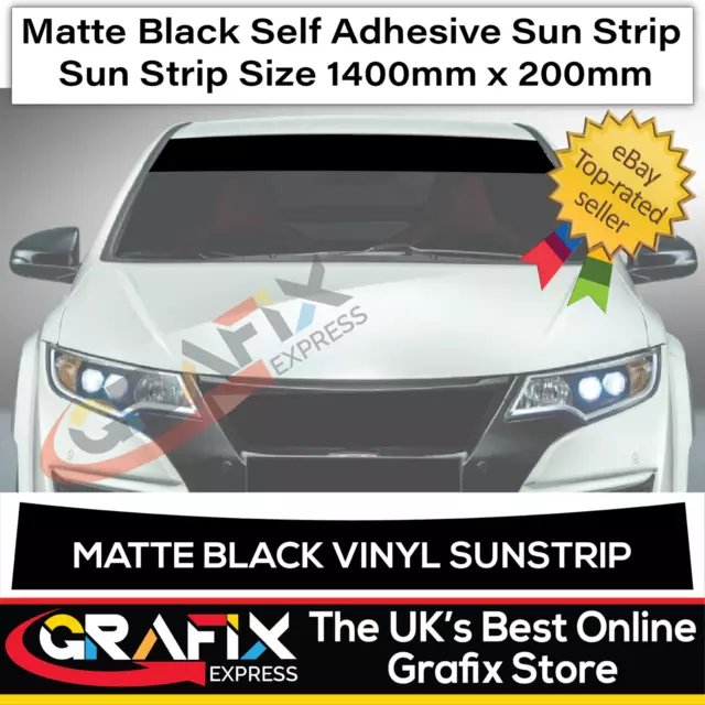 8 INCH BLACK sunstrip Windscreen Banner Sun Strip