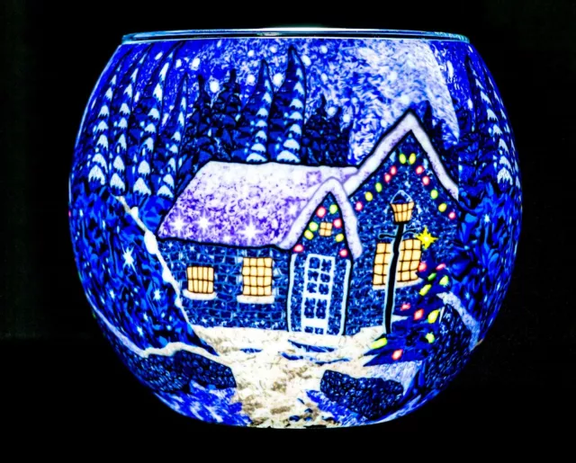 Benaya Glass Nightlight Christmas Tealight Holder - Winter Wonderland