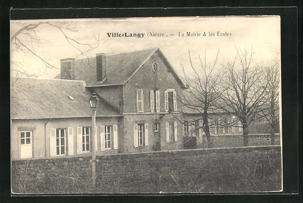 CPA Ville-Langy, La Mairie & les Écoles