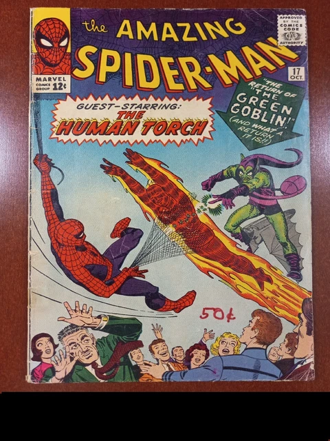 Amazing Spider-Man #17..1964..2nd app. Green Goblin..Torch x-over.. Silver Age