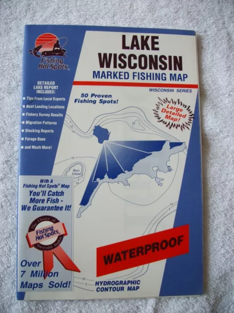 Fishing Hot Spots Lake Wisconsin Waterproof/Tear-resistant Detailed Fishing Map